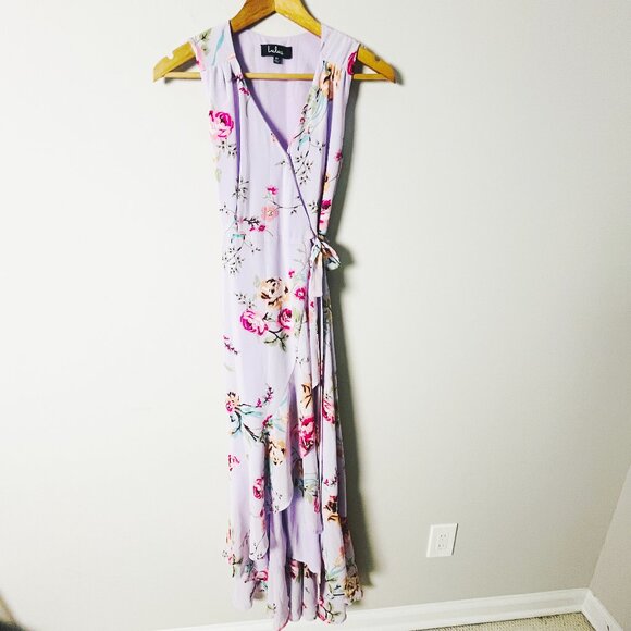 Lulus Tawny Lavender Floral Print Wrap Maxi Dress XS - Picture 3 of 9